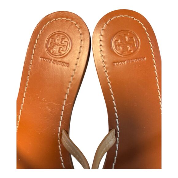 Tory Burch Mini Miller Thong Sandals Flip Flops Cognac Brown Size 8.5 - Picture 6 of 14